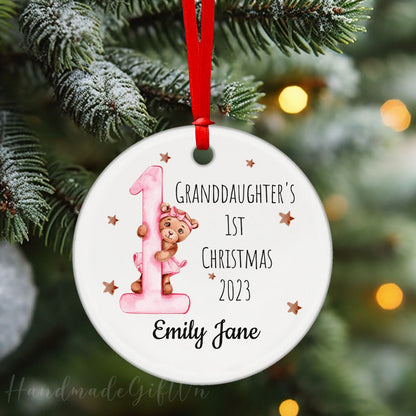 Personalized Grandson's Granddaughter's 1st Christmas Ornament, Custom New Baby Ornament With Name ON0450