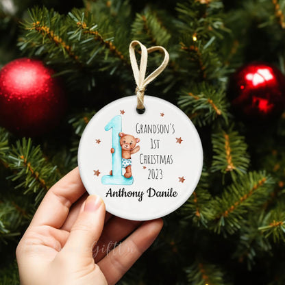 Personalized Grandson's Granddaughter's 1st Christmas Ornament, Custom New Baby Ornament With Name ON0450