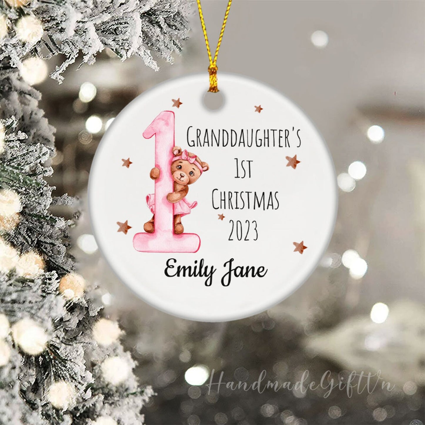 Personalized Grandson's Granddaughter's 1st Christmas Ornament, Custom New Baby Ornament With Name ON0450