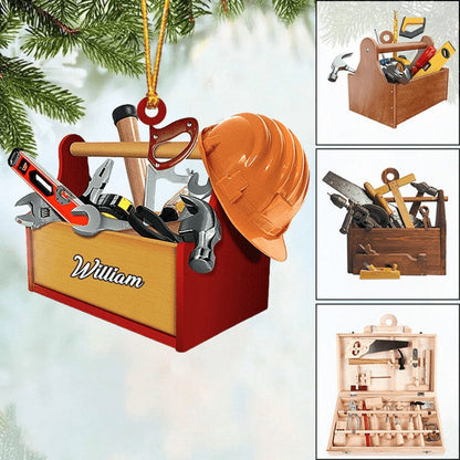 Personalized Carpenter Tool Box Christmas Ornament, Custom Name Carpenter Acrylic Ornament ON0506