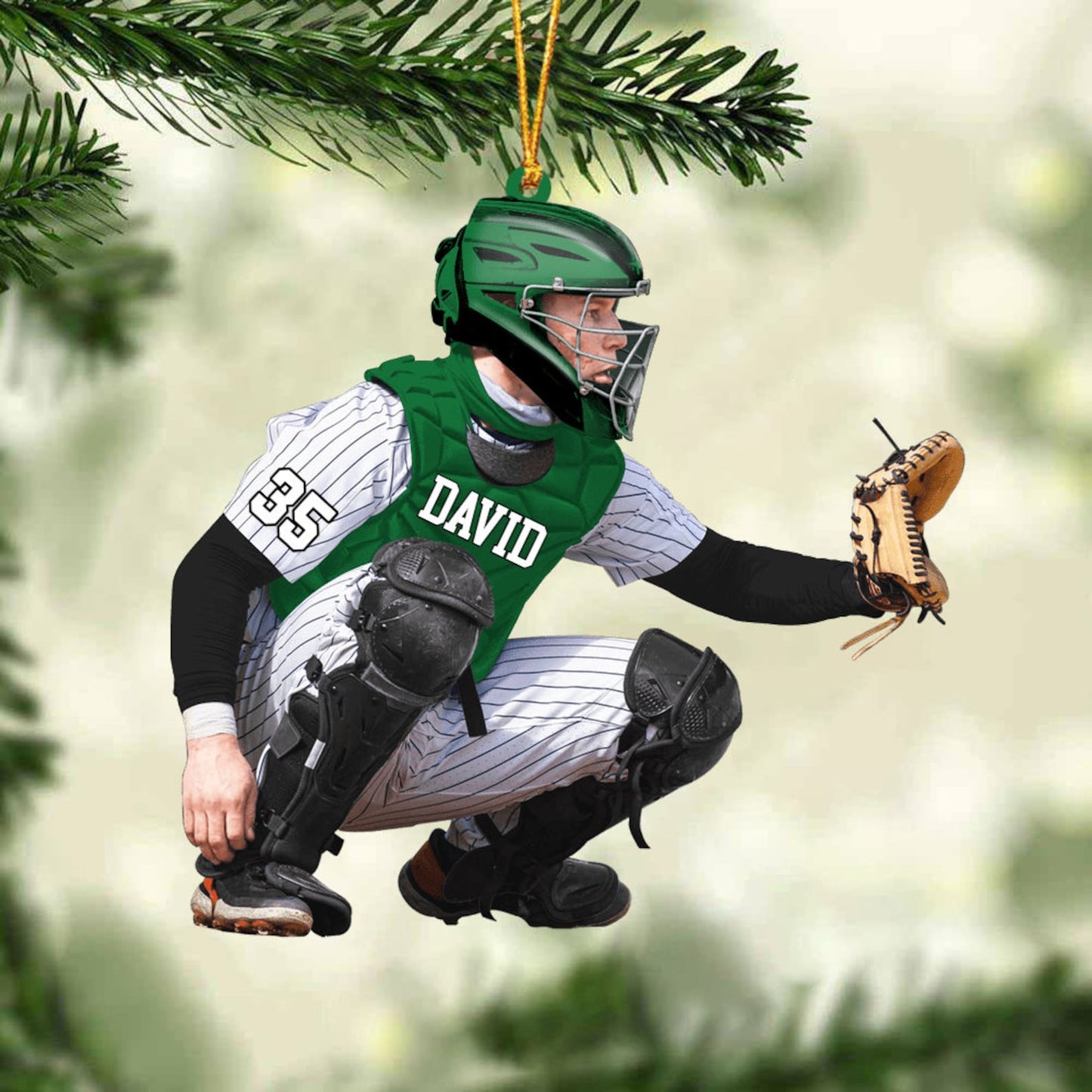 Personalized Baseball Player Catcher Christmas Ornament, Custom Name Baseball Player Ornament ON0729