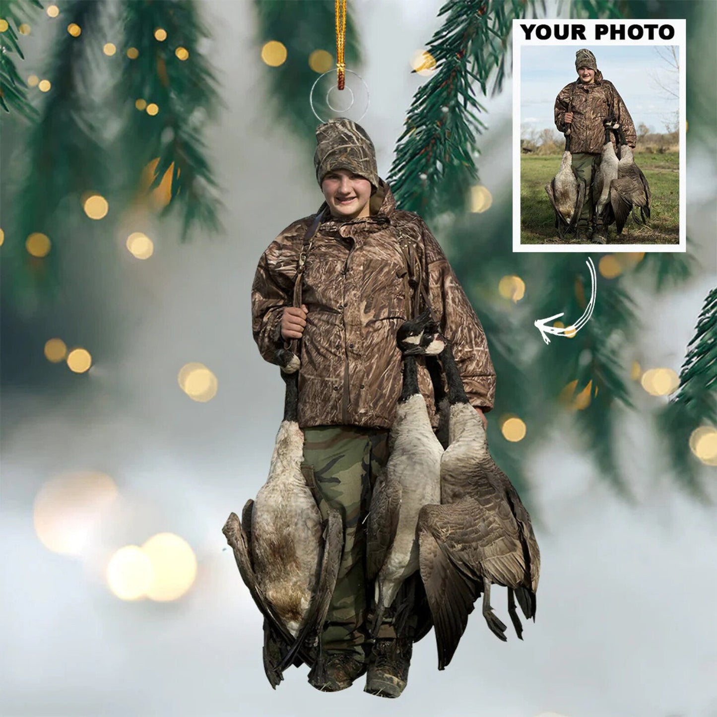 Custom Photo Bird Hunting Christmas Ornament, Personalized Bird Hunter Christmas Ornament ON0546