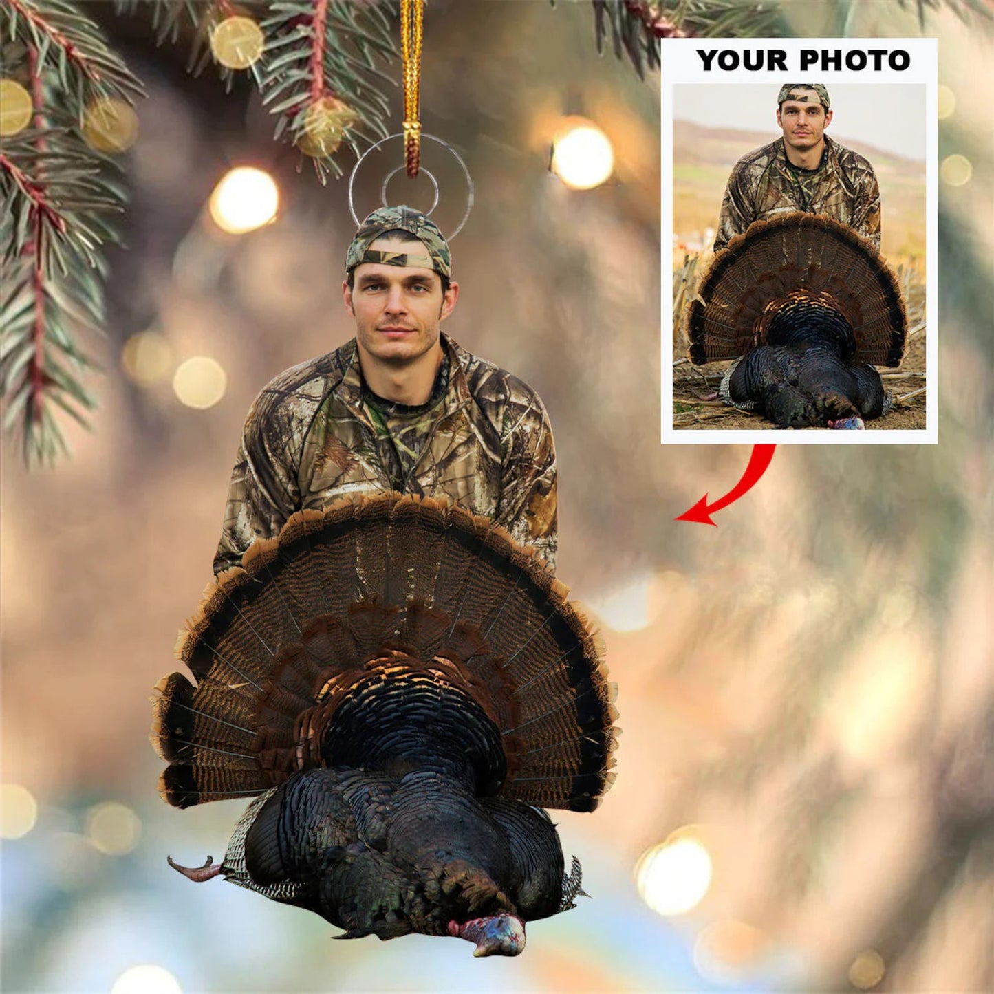 Custom Photo Bird Hunting Christmas Ornament, Personalized Bird Hunter Christmas Ornament ON0546