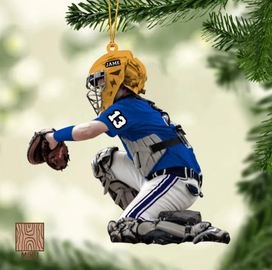 Custom Baseball Player Christmas Ornaments 2024, Custom Name Baseball Lover Baseball Player Xmas Ornament ON0730