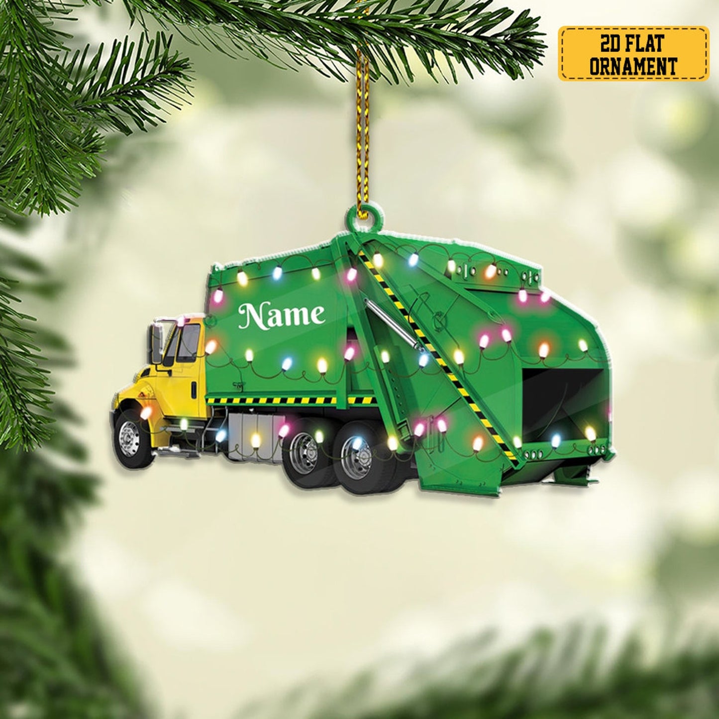 Personalized Garbage Truck Christmas Ornament, Custom Trash Truck Dump Truck Ornament, Custom Name Sanitation Worker Ornament ON0860