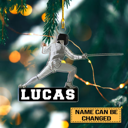 Personalized Fencing Player Ornament, Custom Name Fencer Ornament ON0967