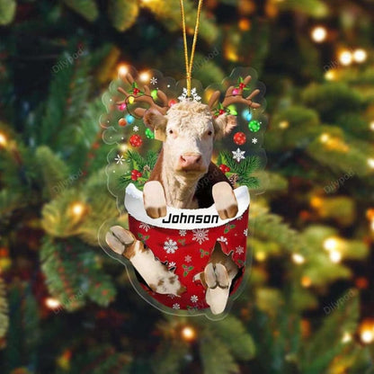 Personalized Hereford Cattle Christmas Ornament 2024, Custom Hereford Lovers Ornament ON1017