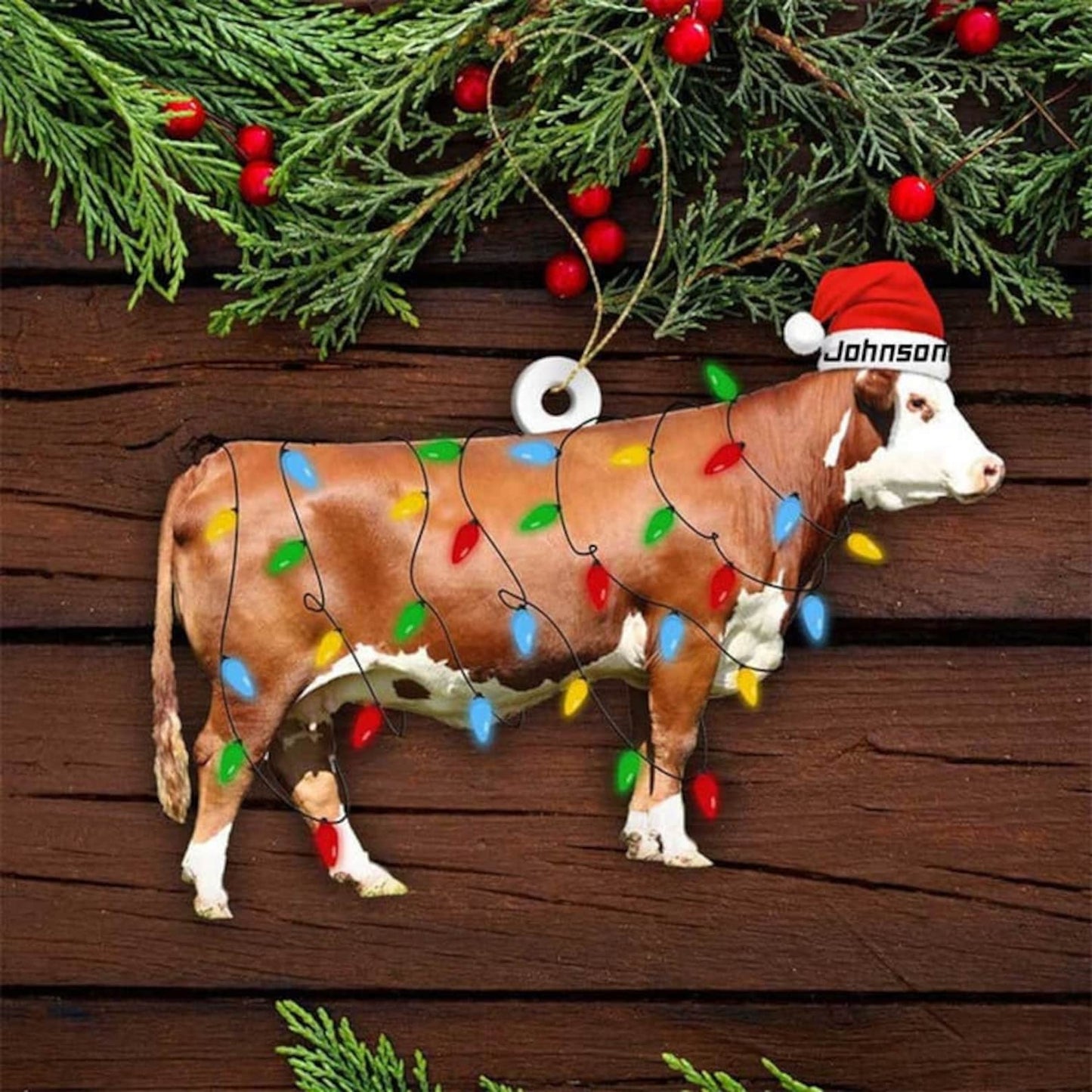 Personalized Hereford Cattle Christmas Ornament 2024, Custom Hereford Lovers Ornament ON1017