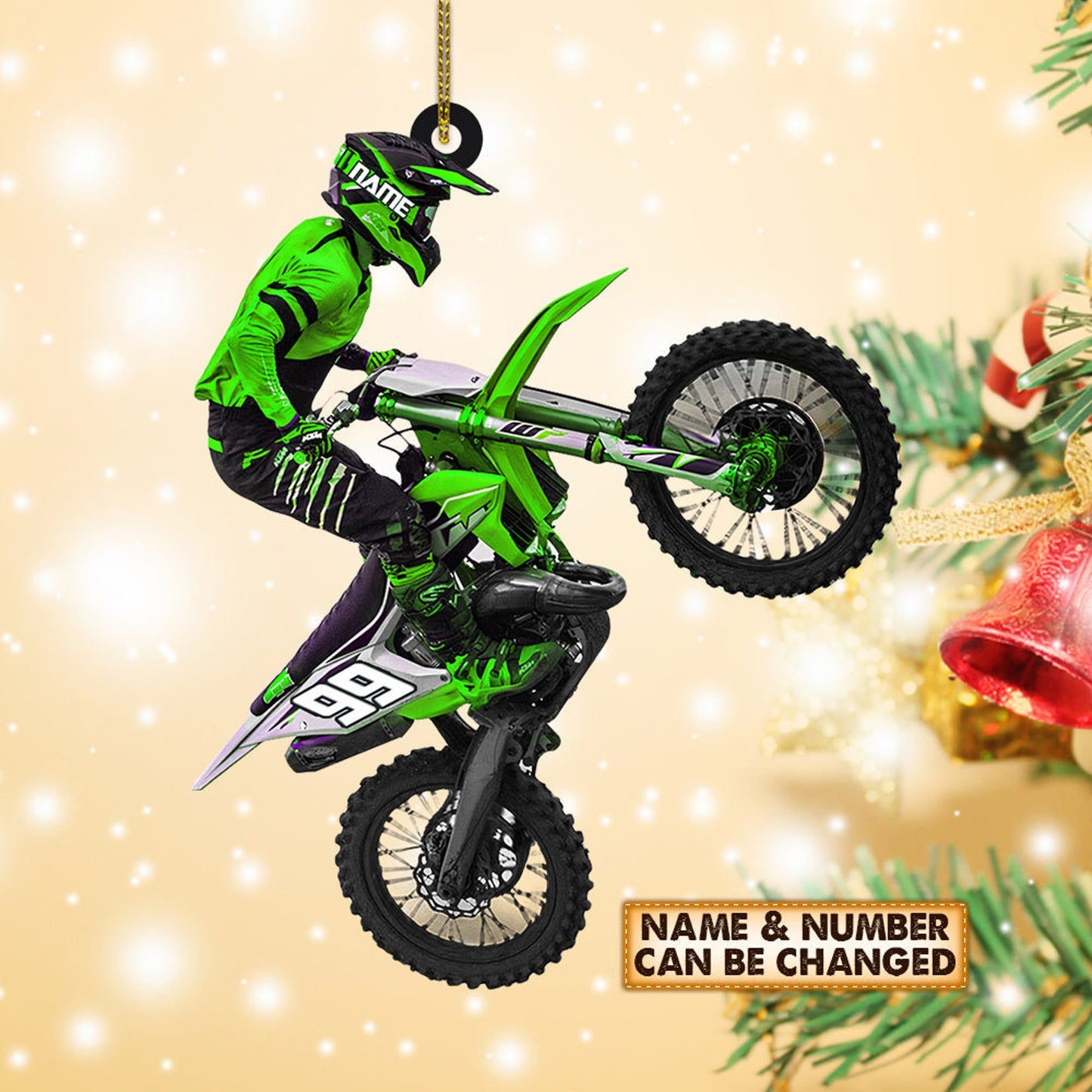 Personalized Motocross Biker Christmas Ornament, Custom Name Number Motocross Biker Lovers Ornament 2024 ON0438