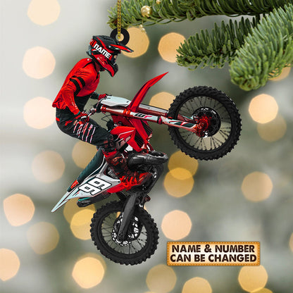 Personalized Motocross Biker Christmas Ornament, Custom Name Number Motocross Biker Lovers Ornament 2024 ON0438