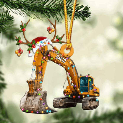 Personalized Excavator Christmas Ornament, Custom Name Excavator Acrylic Christmas Ornament ON0507