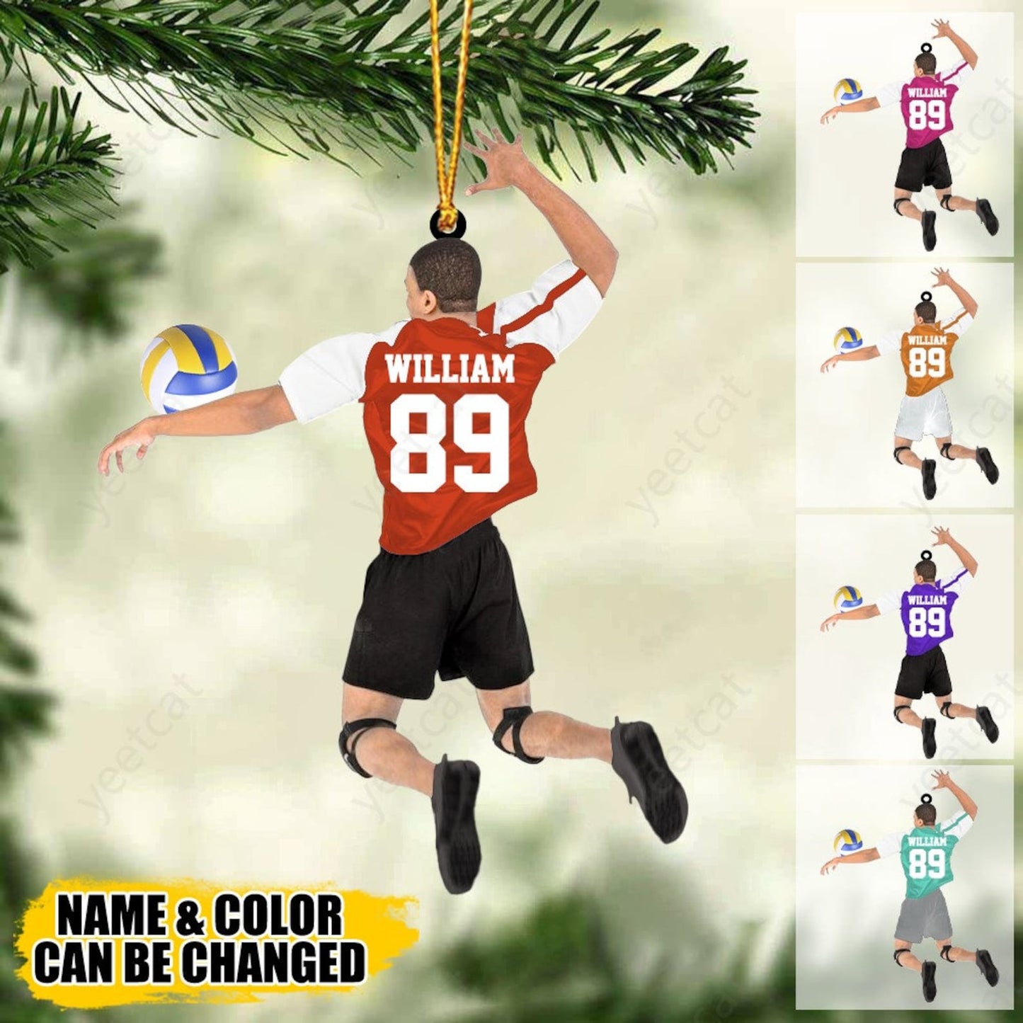 Personalized Volleyball Man Christmas Ornament, Custom Name Number Volleyball Player Ornament ON0487