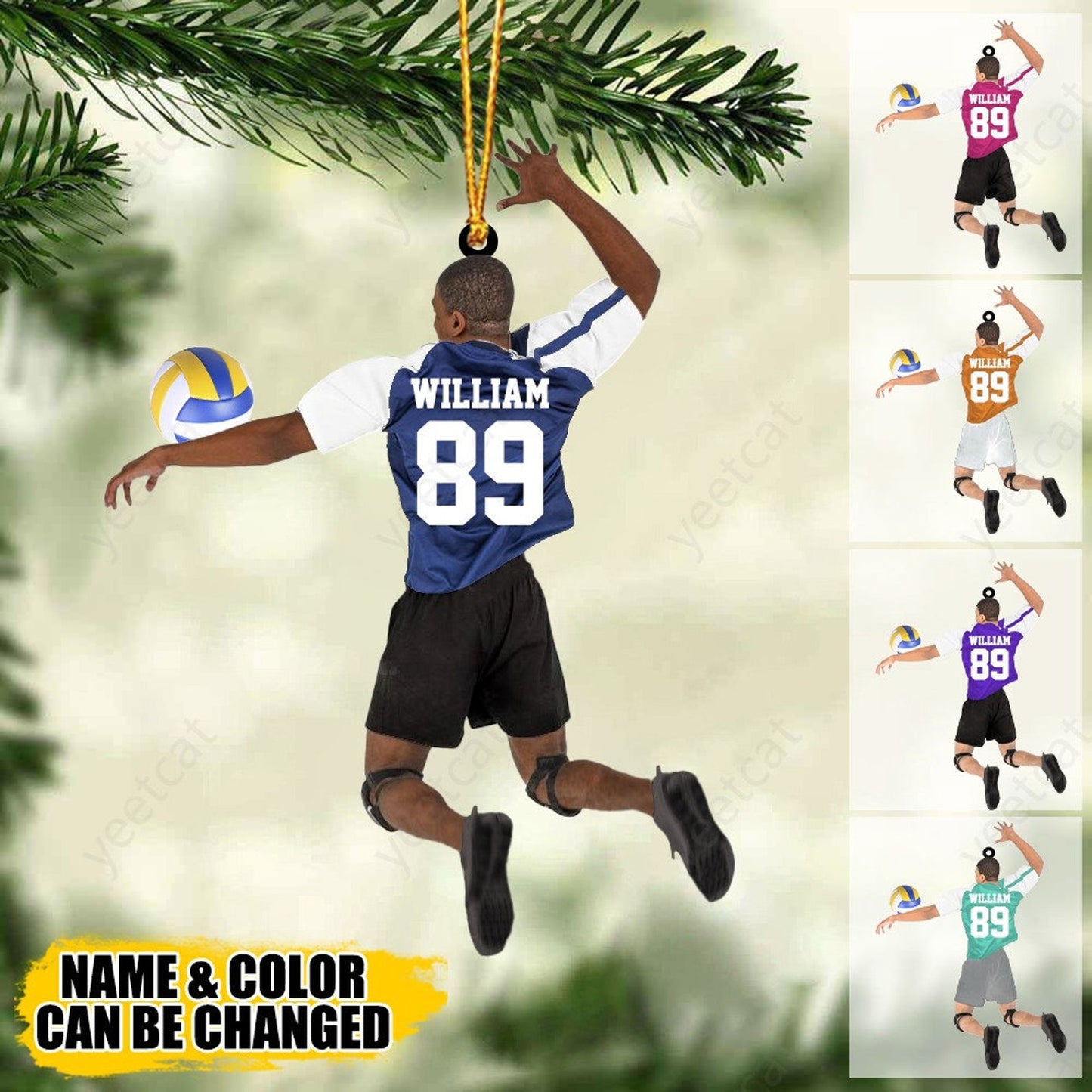 Personalized Volleyball Man Christmas Ornament, Custom Name Number Volleyball Player Ornament ON0487