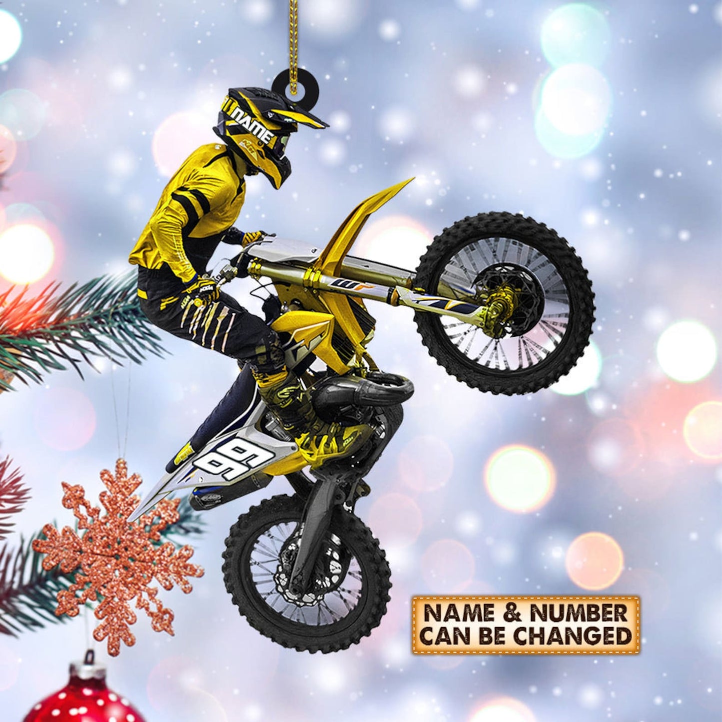 Personalized Motocross Biker Christmas Ornament, Custom Name Number Motocross Biker Lovers Ornament 2024 ON0438