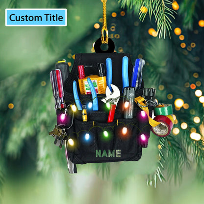 Personalized Electrician Tool Bag Light Christmas Ornament, Custom Name Electrician Ornament ON0909