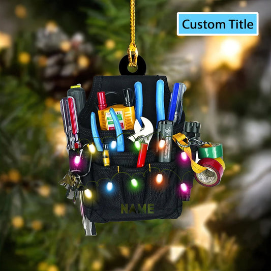 Personalized Electrician Tool Bag Light Christmas Ornament, Custom Name Electrician Ornament ON0909