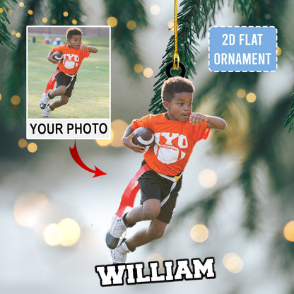 Custom Photo Flag Football Player Ornament, Personalized Flag Football Christmas Ornament ON0973