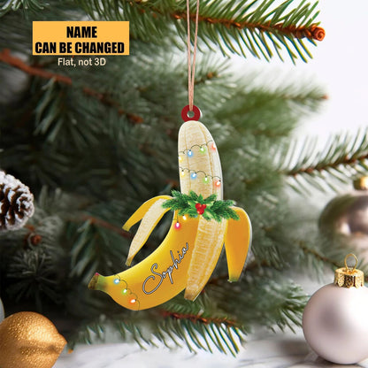 Personalized Banana Christmas Light Ornament, Custom Name Banana Lovers Ornament ON1181