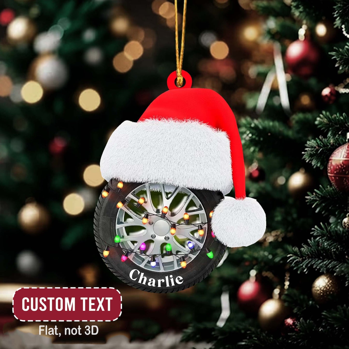 Personalized Car Tires Light Christmas Ornament, Custom Name Tires Lover Ornament ON1037