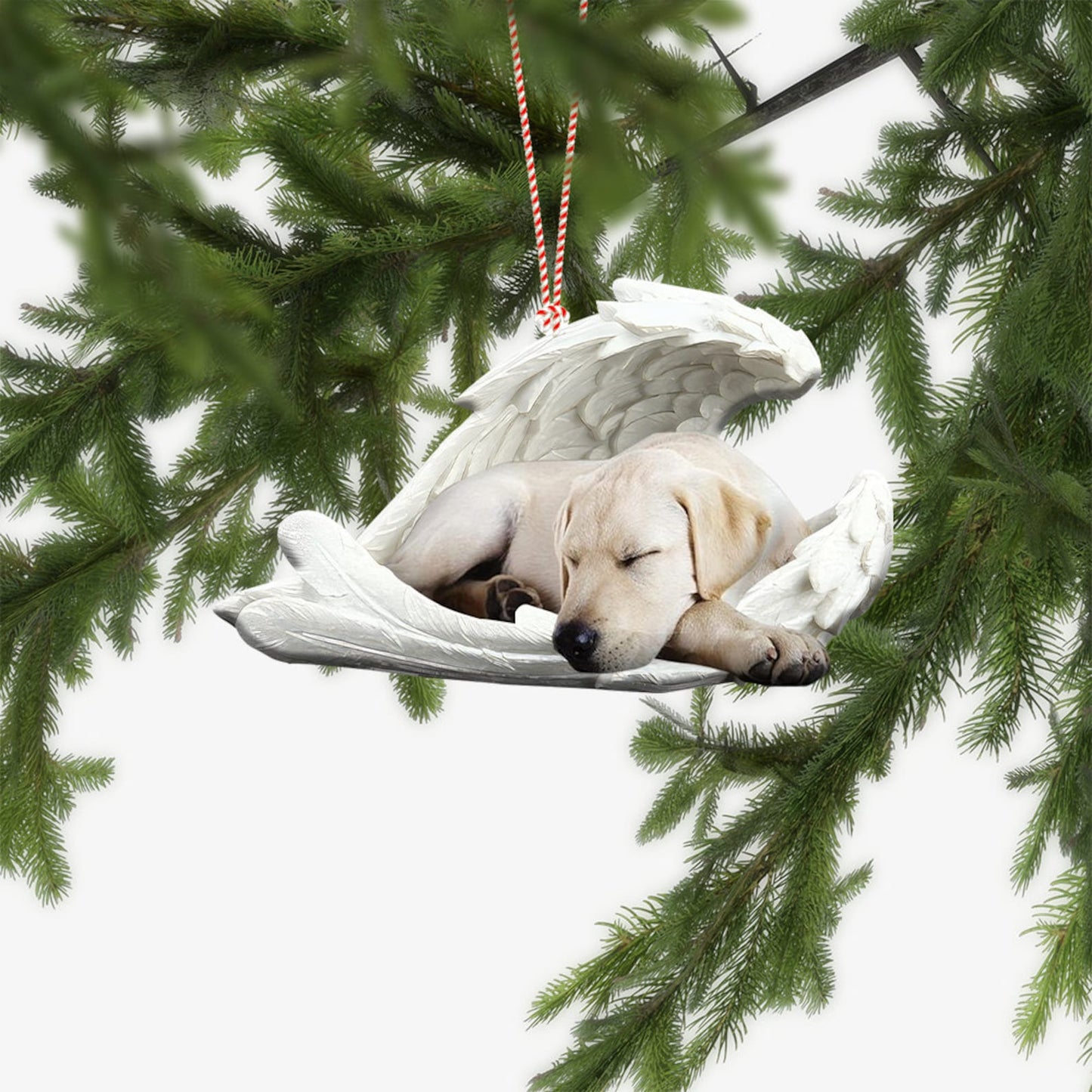 Labrador Retriever Dog Angel Wings Memorial Ornament, Labrador Dog Sleeping Angel Ornament ON0795