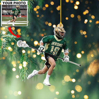 Custom Photo Lacrosse Player Ornament, Personalized Lacrosse Players Ornament ON0956