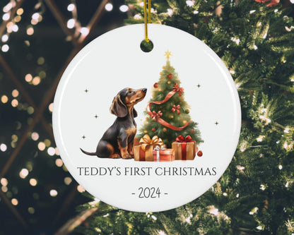 Personalized Dachshund First Christmas Ornament 2024, Custom Dog Name Ornament For Dachshund Lover ON0448