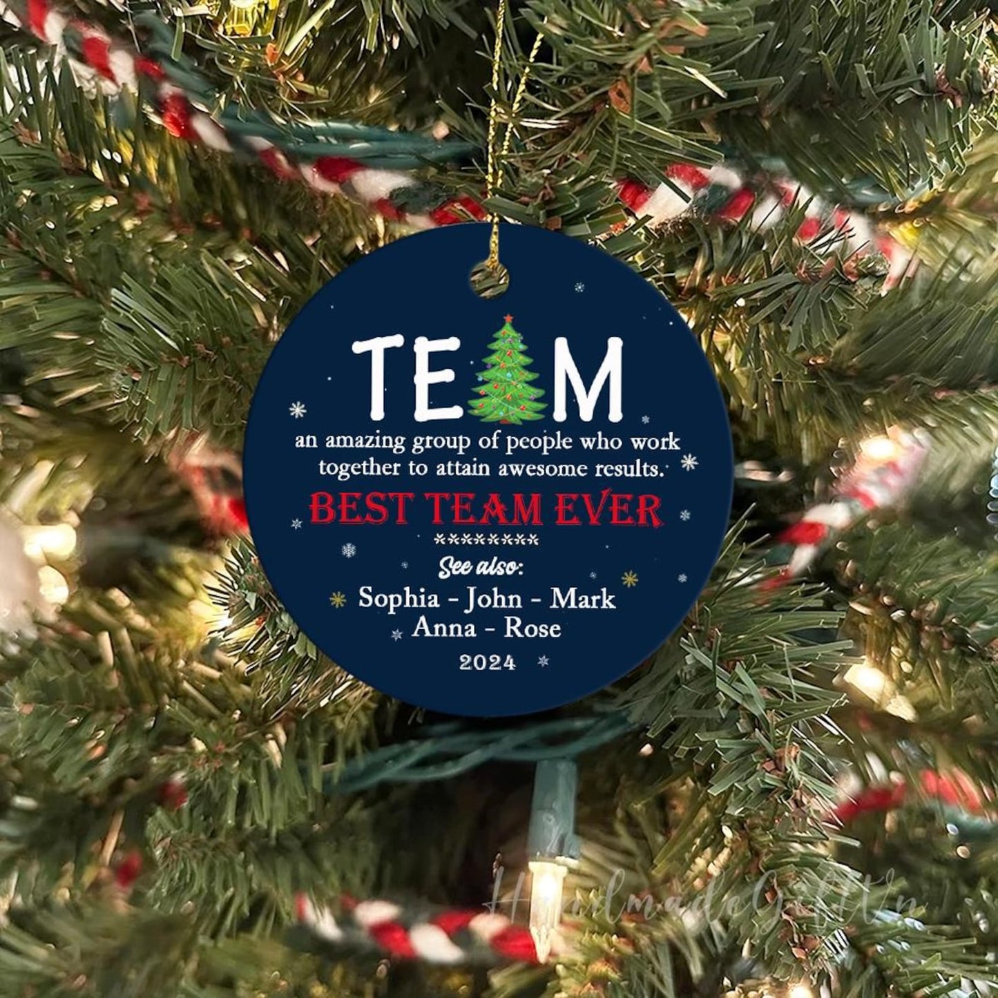 Personalized Best Team Ever Christmas Ornament 2024, Custom Name Corporate Employee Coworker Ornament ON0728