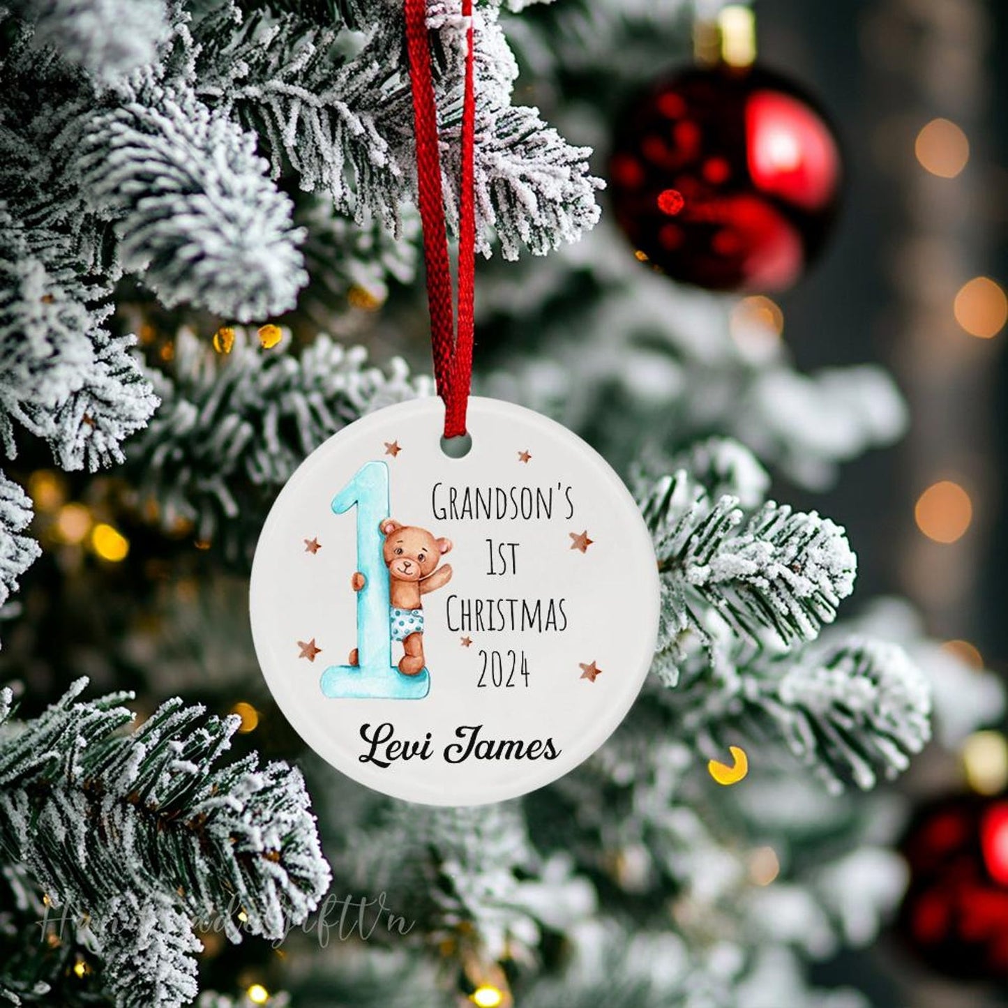 Personalized Grandson's Granddaughter's 1st Christmas Ornament, Custom New Baby Ornament With Name ON0450