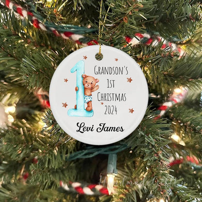 Personalized Grandson's Granddaughter's 1st Christmas Ornament, Custom New Baby Ornament With Name ON0450