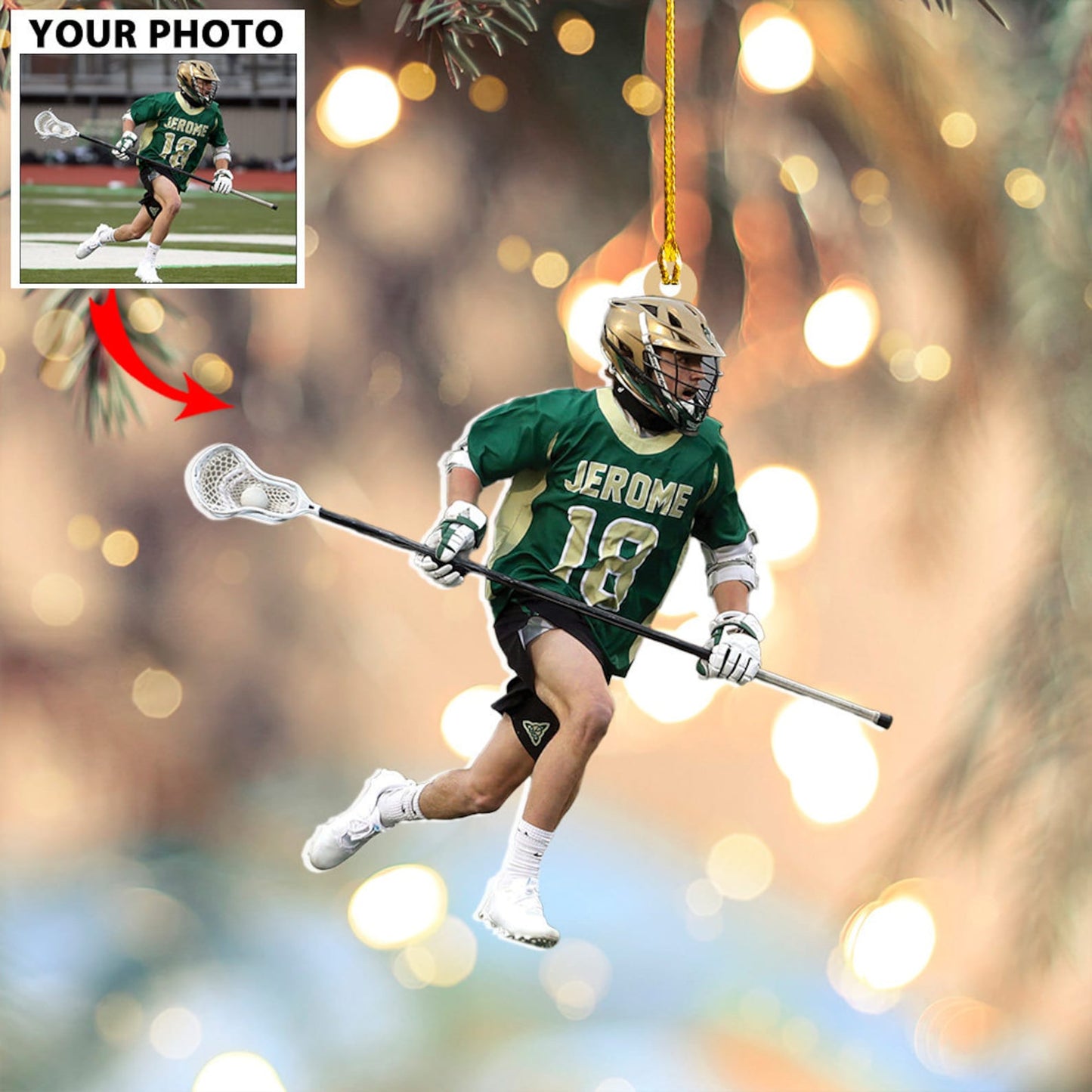 Custom Photo Lacrosse Player Ornament, Personalized Lacrosse Players Ornament ON0956