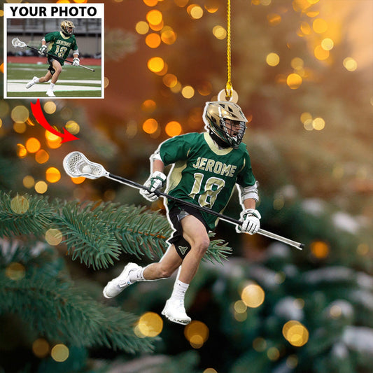 Custom Photo Lacrosse Player Ornament, Personalized Lacrosse Players Ornament ON0956