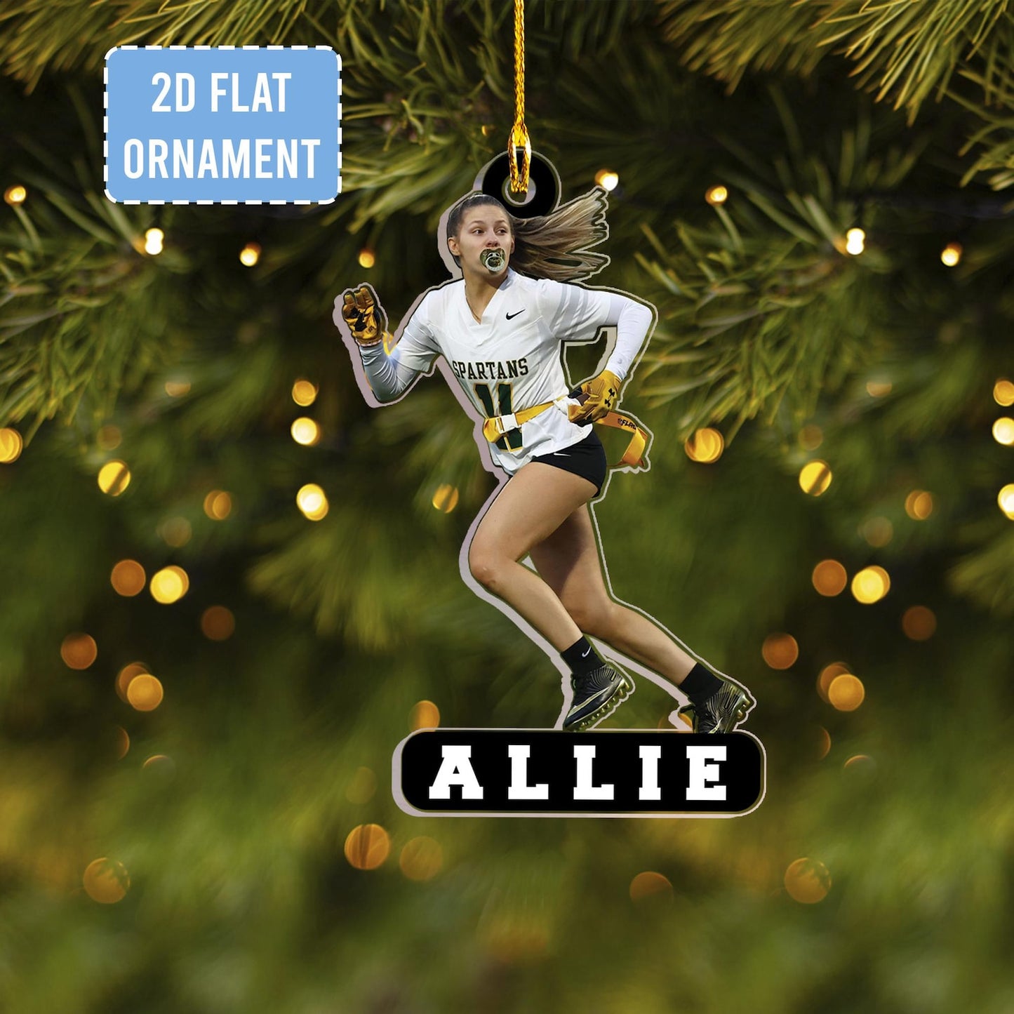 Custom Photo Flag Football Player Ornament, Personalized Flag Football Christmas Ornament ON0973