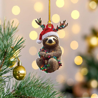 Sloth Christmas Light Ornament, Sloth Lover Christmas Ornament ON1699