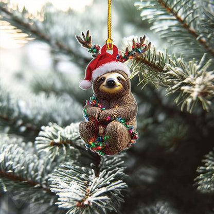 Sloth Christmas Light Ornament, Sloth Lover Christmas Ornament ON1699