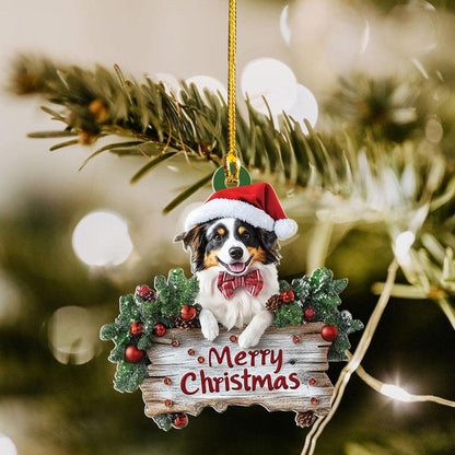 Australian Shepherd Dog Merry Christmas Ornament, Pet Lover Ornament ON1700