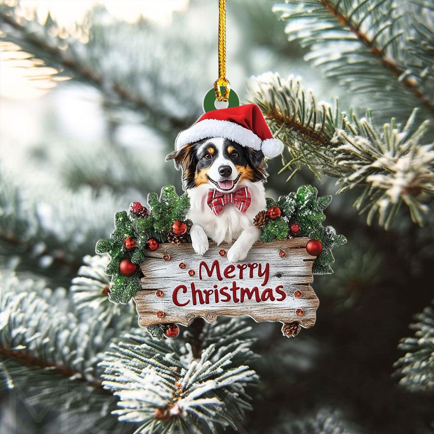 Australian Shepherd Dog Merry Christmas Ornament, Pet Lover Ornament ON1700