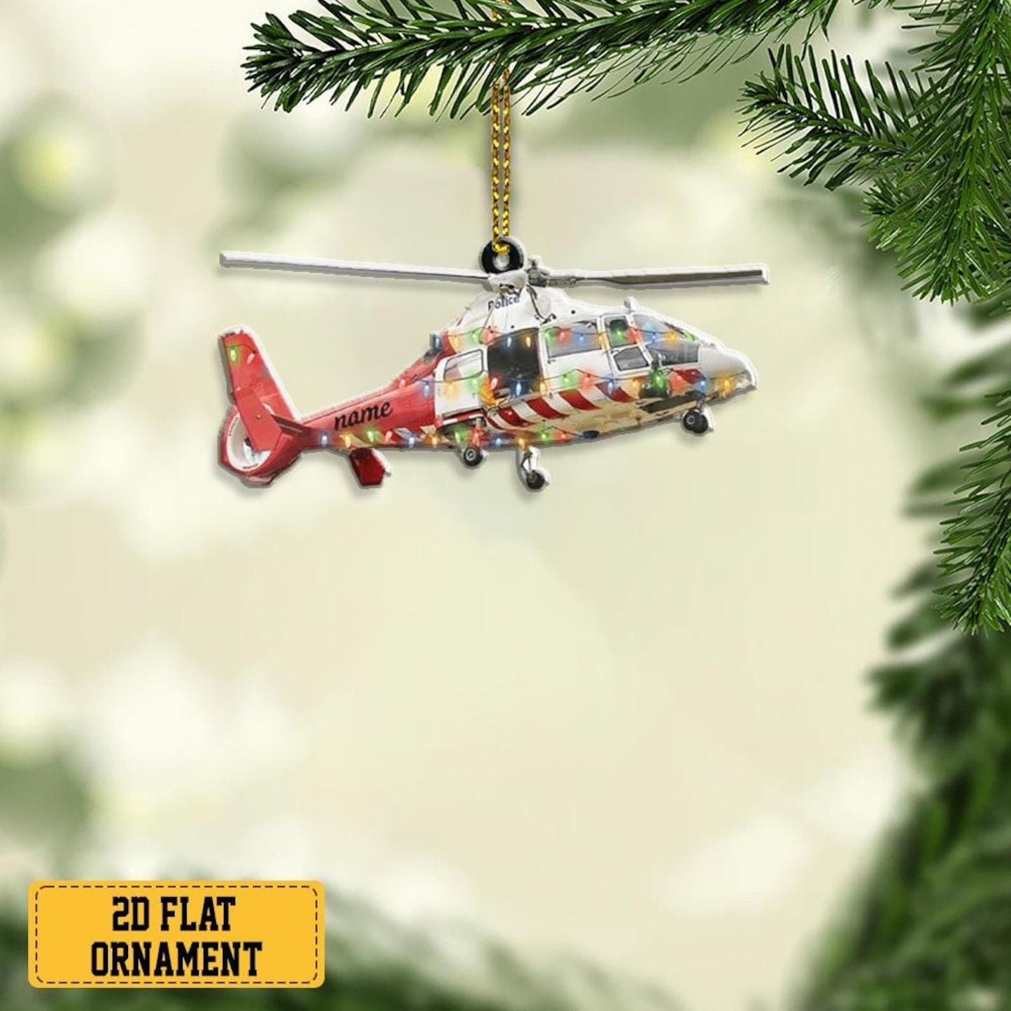 Personalized Ambulance Helicopter Christmas Ornament, Custom Name Ambulance Helicopter Lover Ornament ON1161