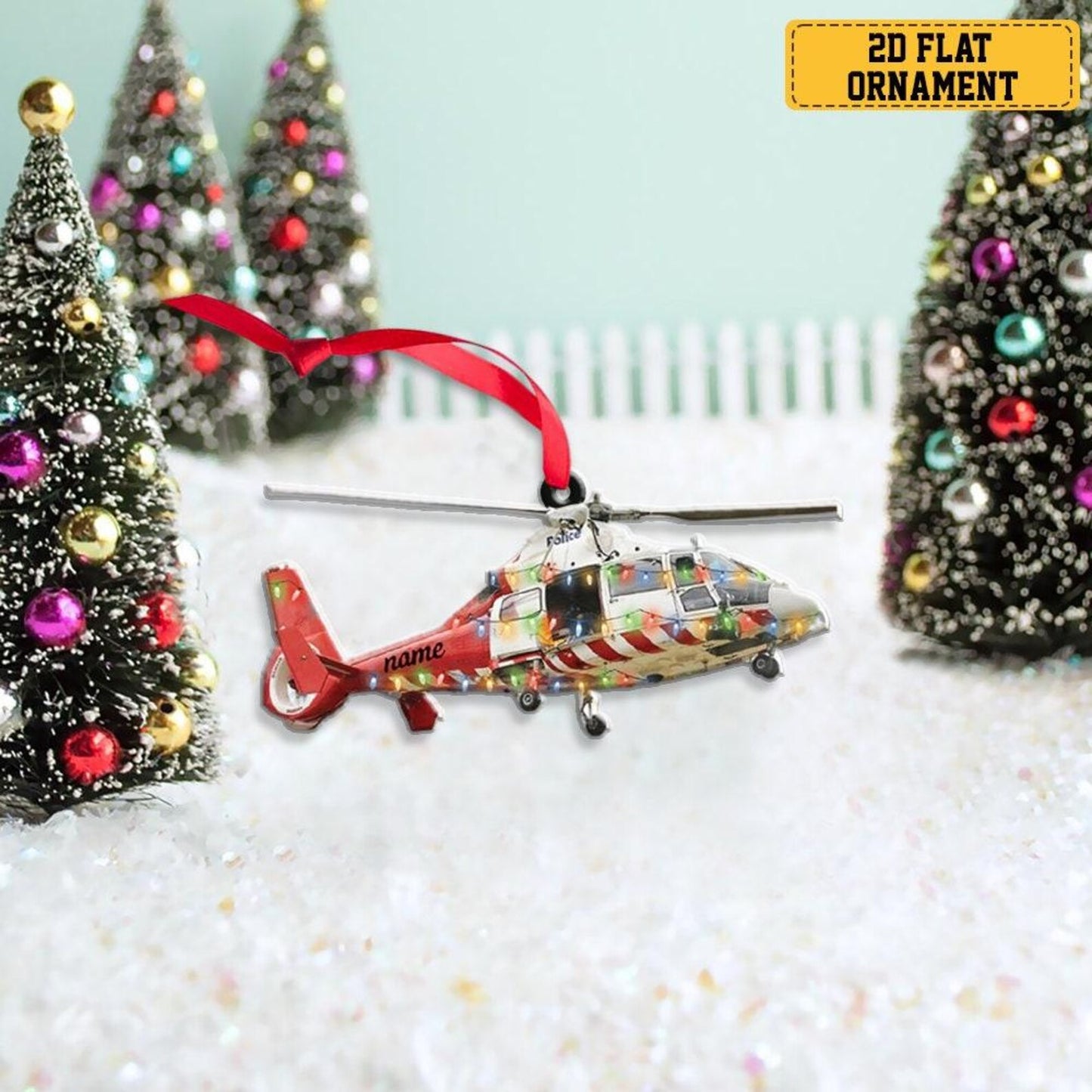 Personalized Ambulance Helicopter Christmas Ornament, Custom Name Ambulance Helicopter Lover Ornament ON1161