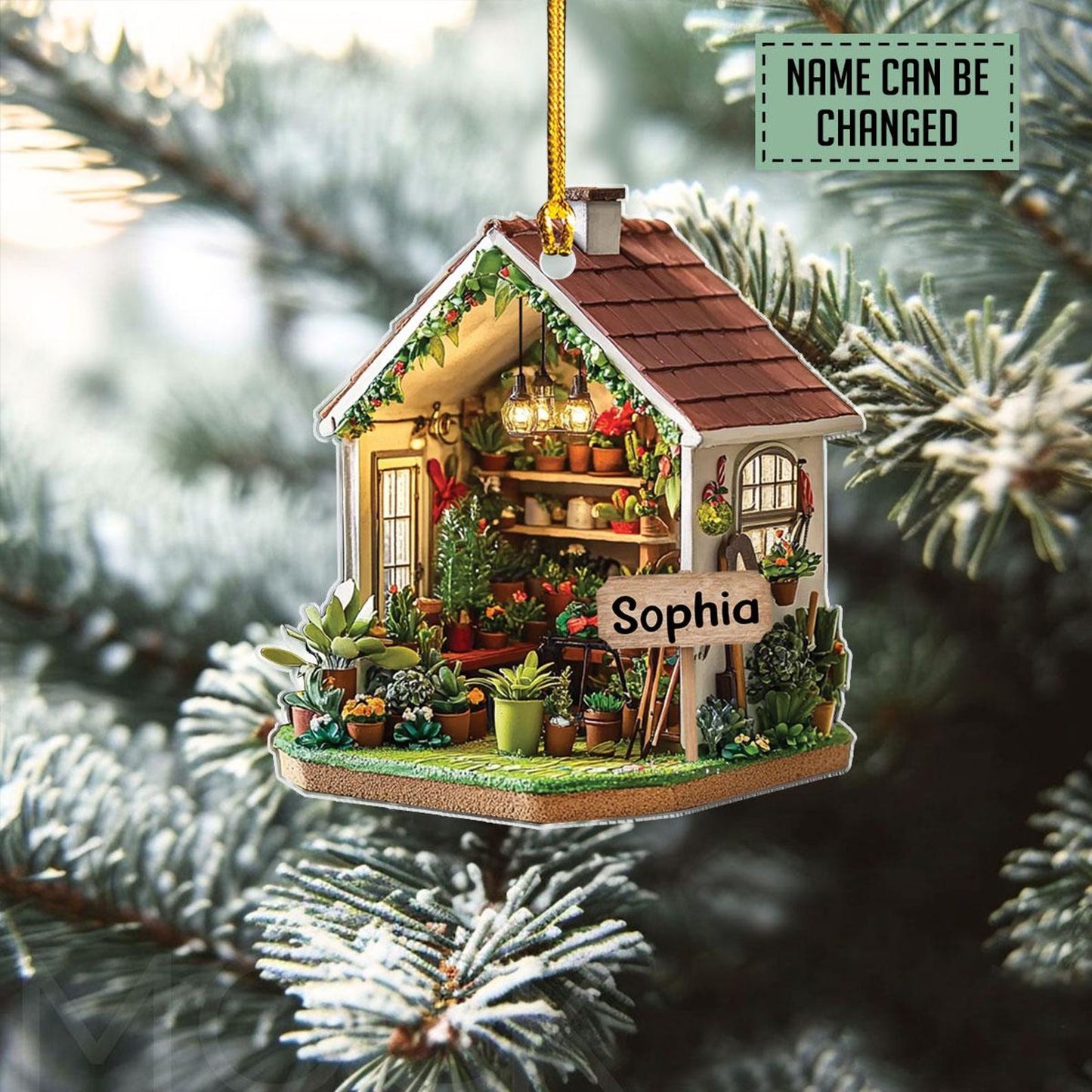 Personalized Garden House Christmas Ornament, Custom Gardening Lover Ornament ON1186