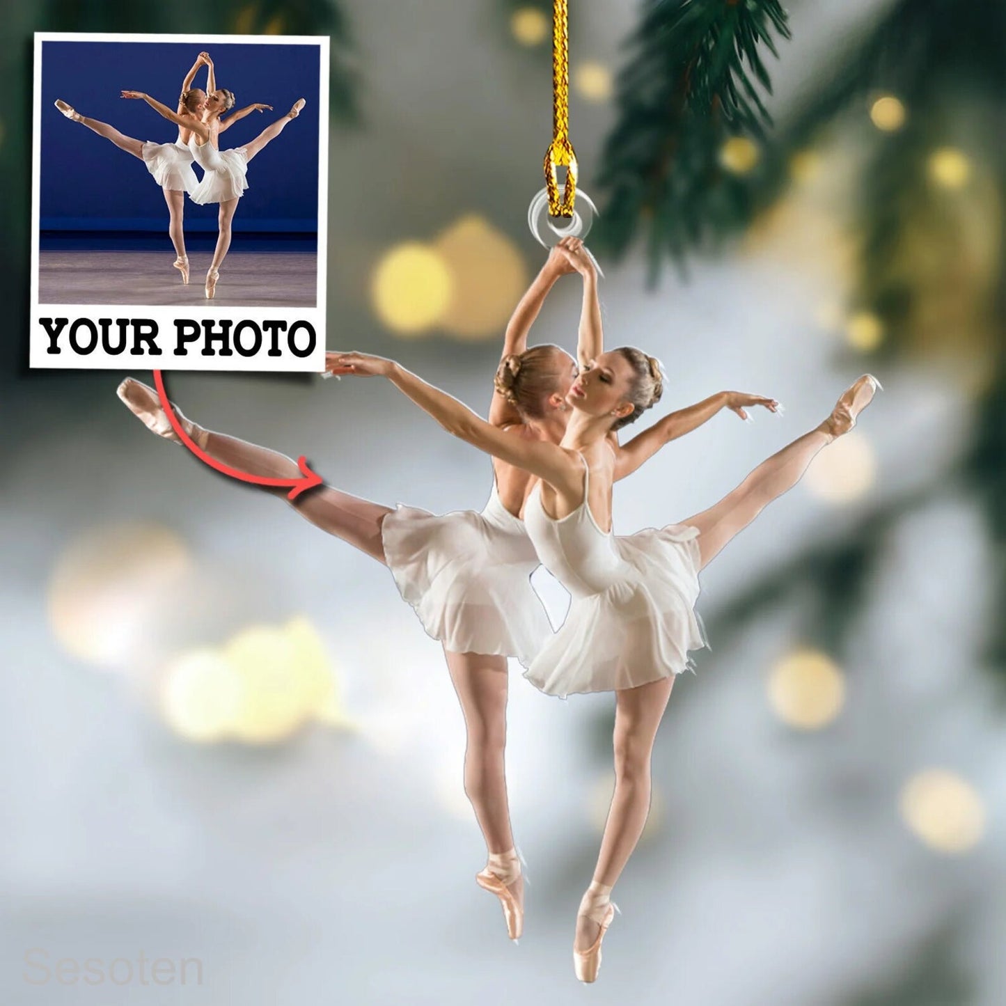 Custom Photo Ballet Dancer Christmas Ornament, Personalized Ballet Lovers Ornament ON0528