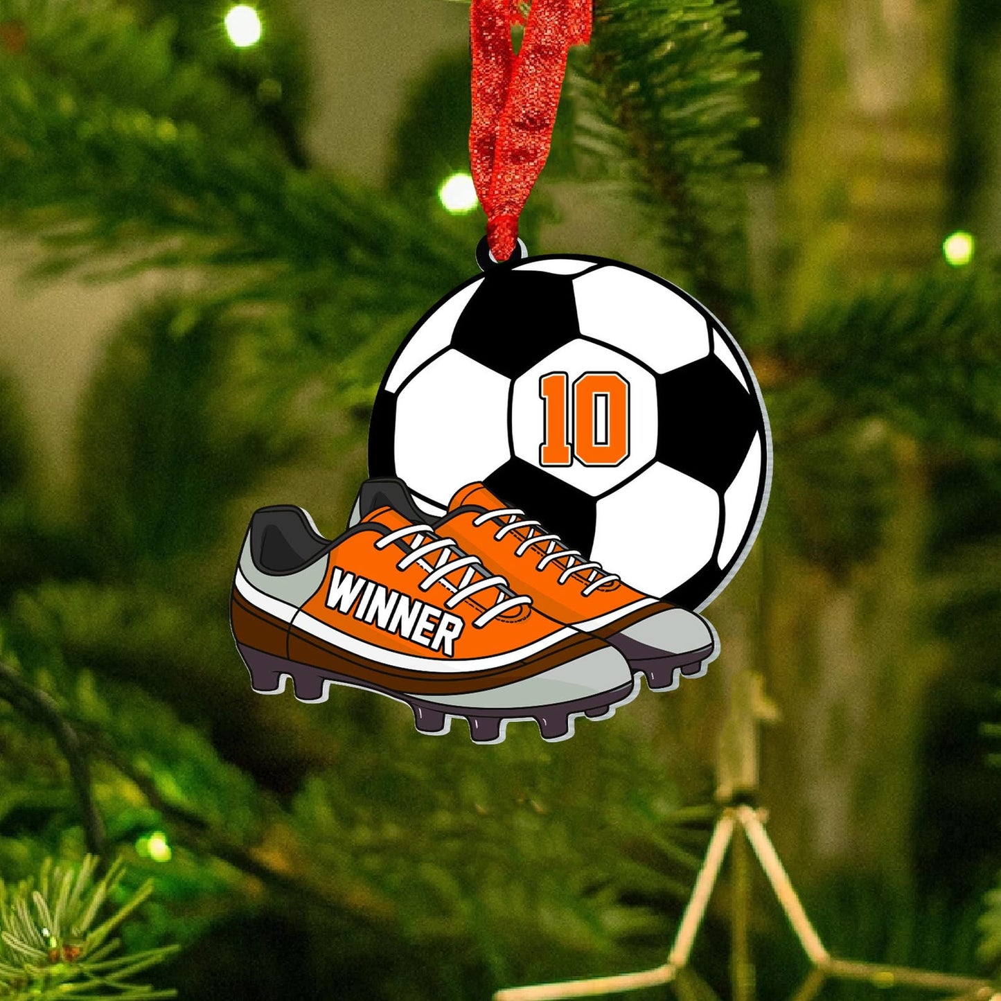 Personalized Soccer Shoes Christmas Ornament, Custom Name Number Soccer Players Ornament ON1374