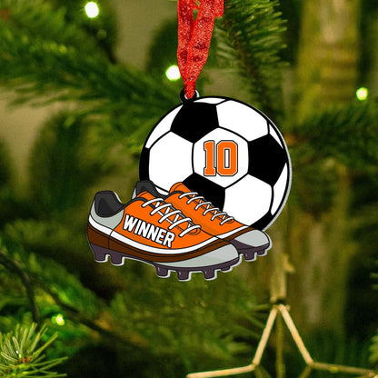 Personalized Soccer Shoes Christmas Ornament, Custom Name Number Soccer Players Ornament ON1374