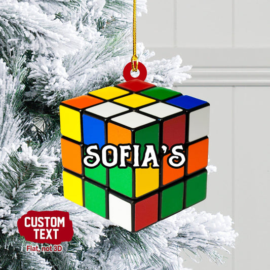 Personalized Cubo Rubik Ornament, Custom Name Rubik Cube Christmas Ornament ON1178