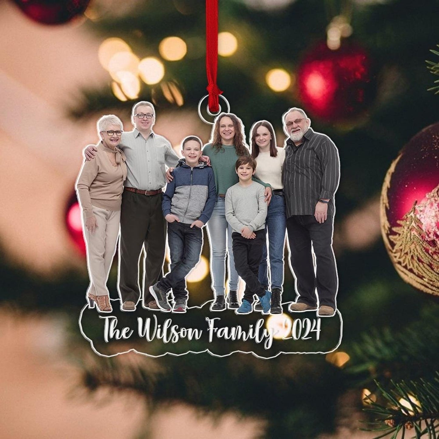 Custom Photo Family Christmas Ornament 2024, Personalized Family Xmas Ornament ON1144