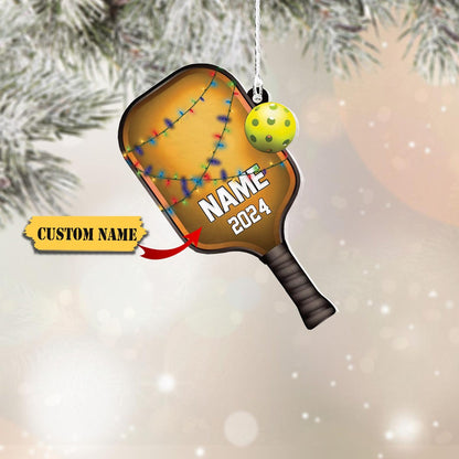 Personalized Pickleball Paddleball Christmas Light Ornament, Custom Name Pickleball Player Ornament ON1377