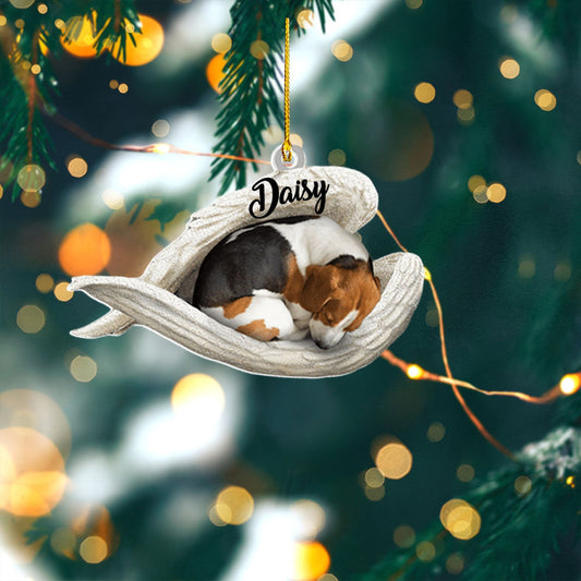 Personalized Beagles Sleeping Angel Wing Ornament, Custom Name Beagles Memorial Ornament ON0963