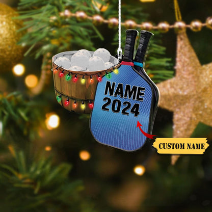 Personalized Pickleball Christmas Light Ornament 2024, Custom Name Pickleball Player Ornament ON1378