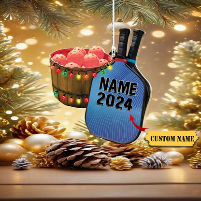 Personalized Pickleball Christmas Light Ornament 2024, Custom Name Pickleball Player Ornament ON1378