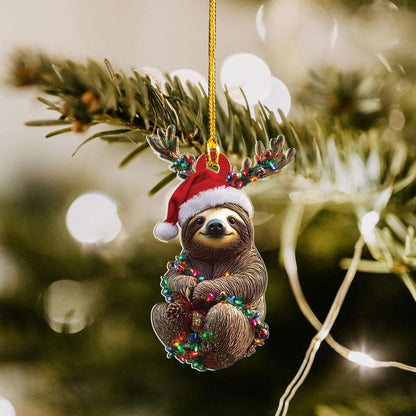 Sloth Christmas Light Ornament, Sloth Lover Christmas Ornament ON1699