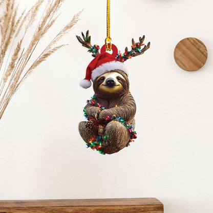 Sloth Christmas Light Ornament, Sloth Lover Christmas Ornament ON1699